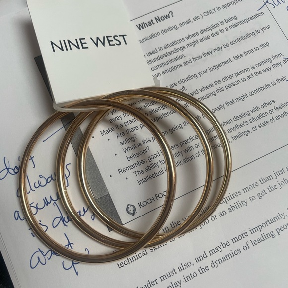 Nine West Bangle Gold Tone Solid Bracelet Set, NWT - Picture 3 of 4
